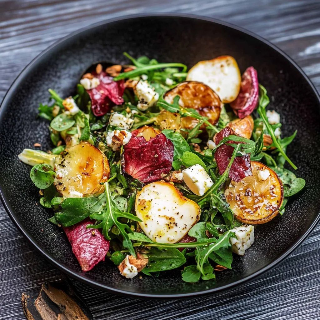 Feldsalat mit Birne, Walnuss und Ziegenkäse