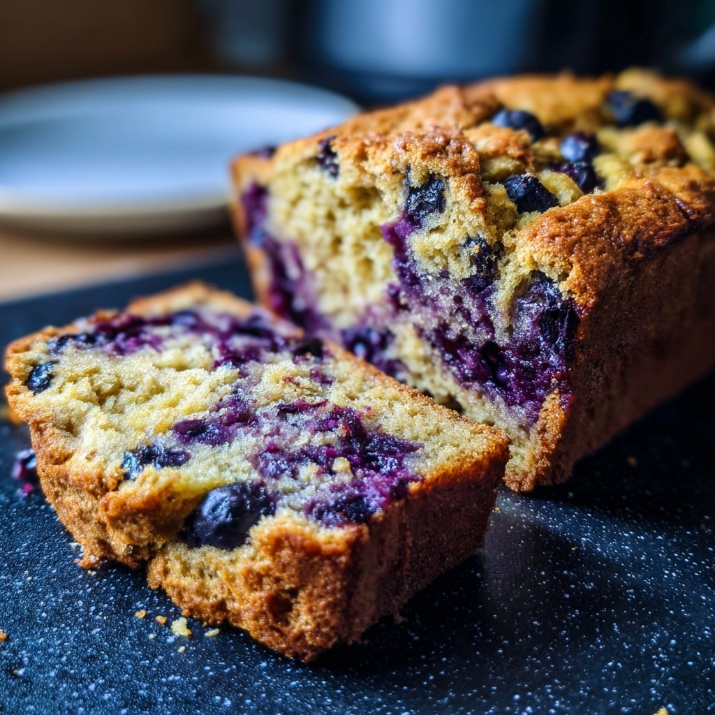 Bananenbrot mit Blaubeeren