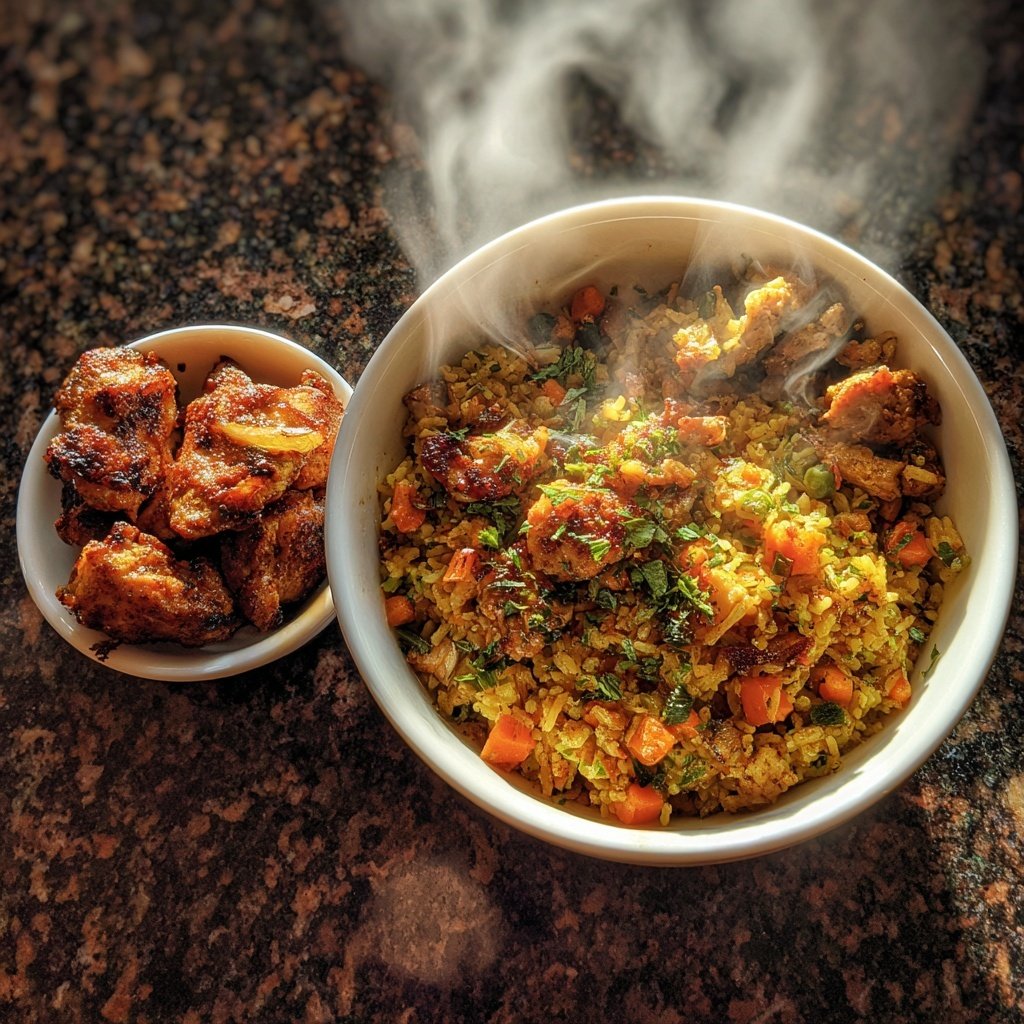 Abendessen mit Reisgericht