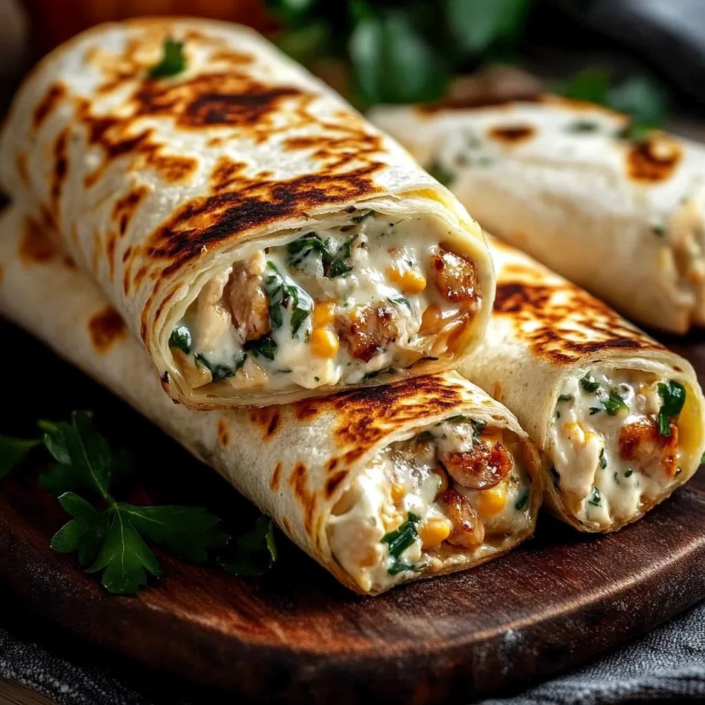 Schnelle Käse-Knoblauch-Hähnchen-Wraps