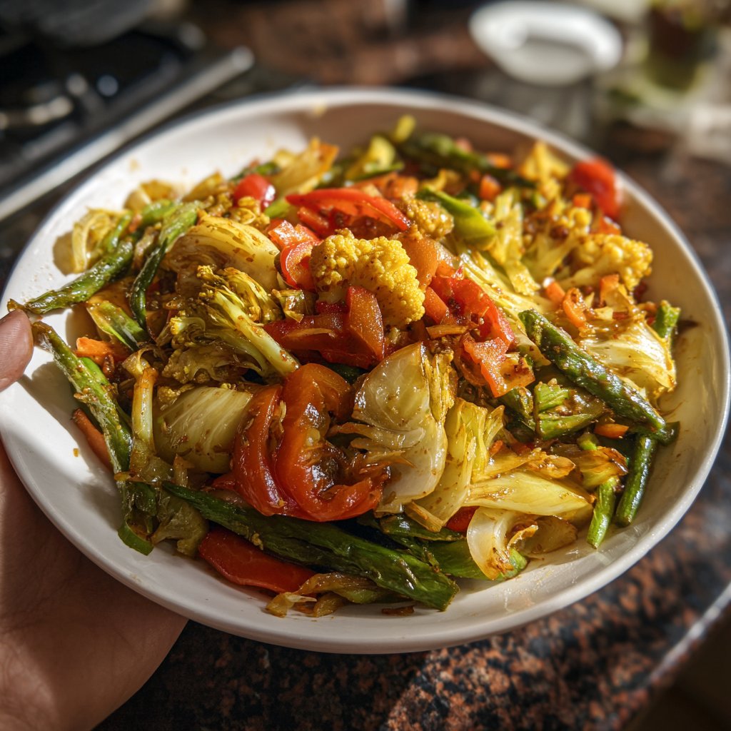 Asiatische Gemüsepfanne mit Ingwer