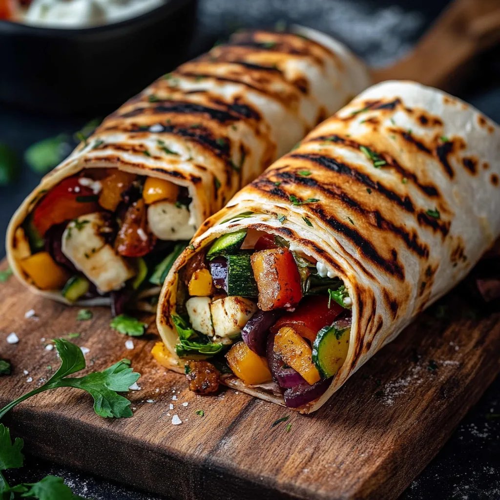 Gegrillte Gemüse- und Ziegenkäse-Wraps