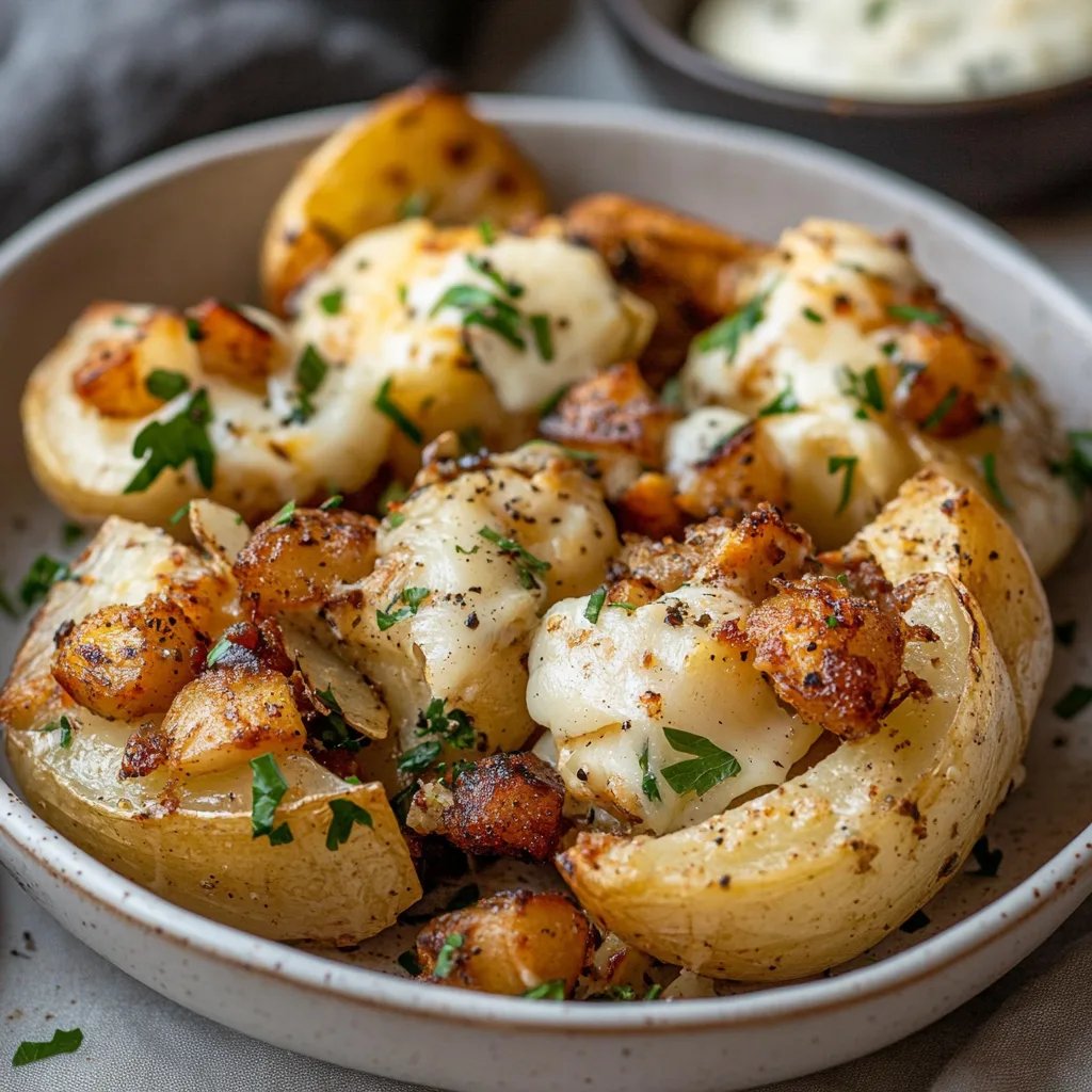 Ofenkartoffeln gefüllt mit Crack-Hühnchen