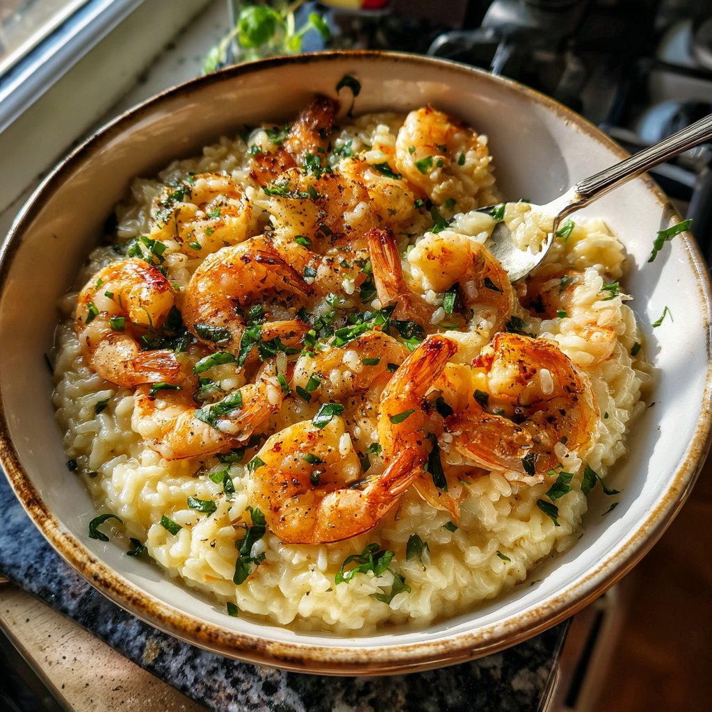 Risotto mit Garnelen und Knoblauch