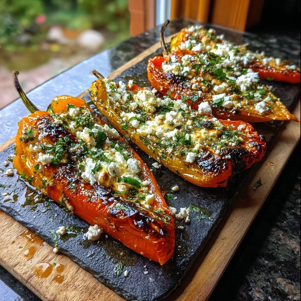 Gegrillte Paprika Mit Feta