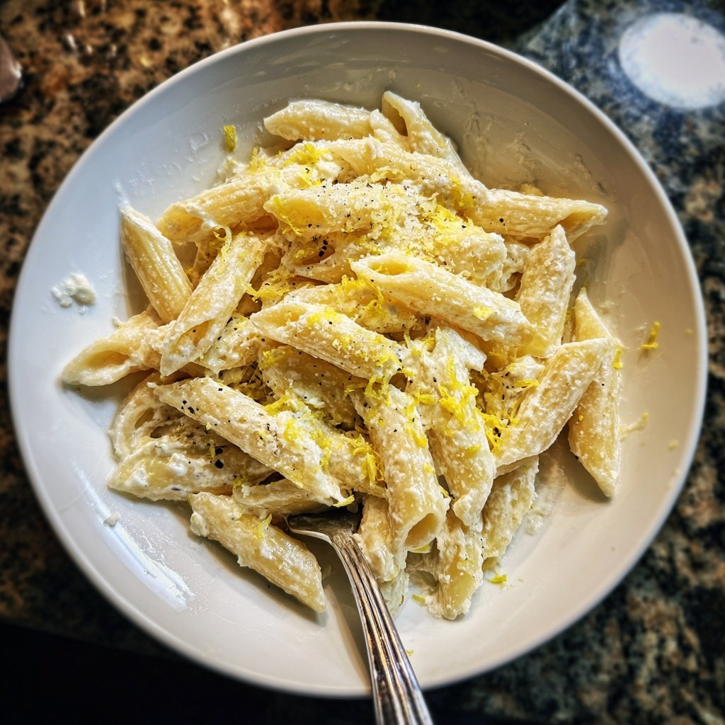 Penne mit Ricotta und Zitrone